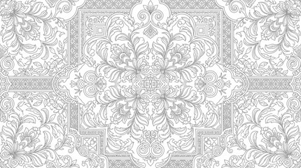 Intricate Gray Damask Pattern for Textile Design and Wallpaper Background. © Kyle