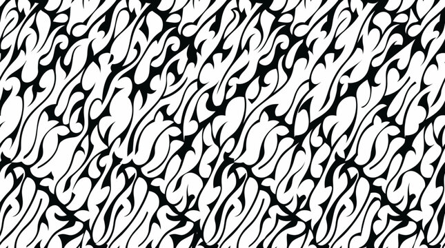 Monochrome Abstract Pattern with Interlocking Swirls and Repetition.