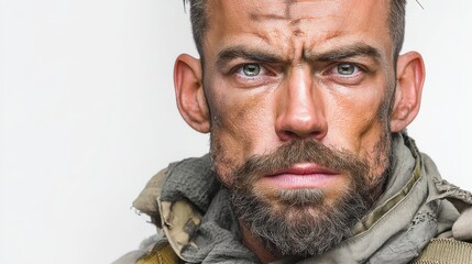 Obraz premium face of courage on a withe background