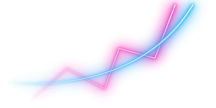 neon gradient growth line chart png transparent background, colorful wave line graph rising trend png transparent, glowing business growth curve upward line png background