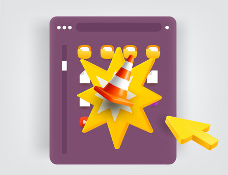 Site is out of service concept. Vector 3d illustration