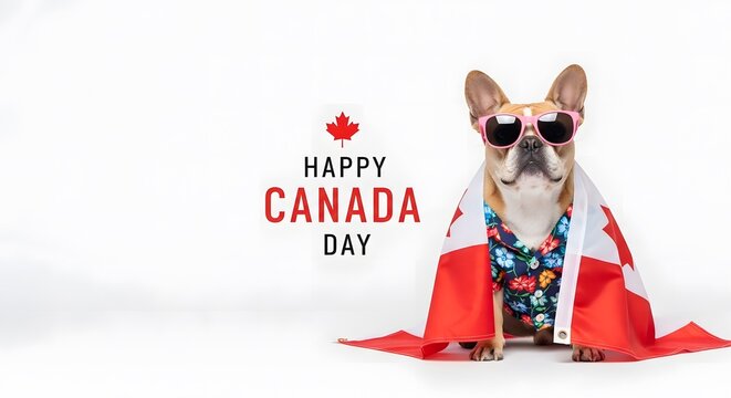 Adorable French Bulldog Celebrating Canada Day