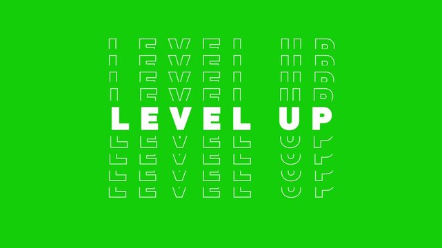 Level Up Text Animation Green Screen | Gaming Progress Upgrade Overlay