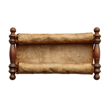 Aged Parchment Scroll Isolated on Transparent Background for Professional Projects
