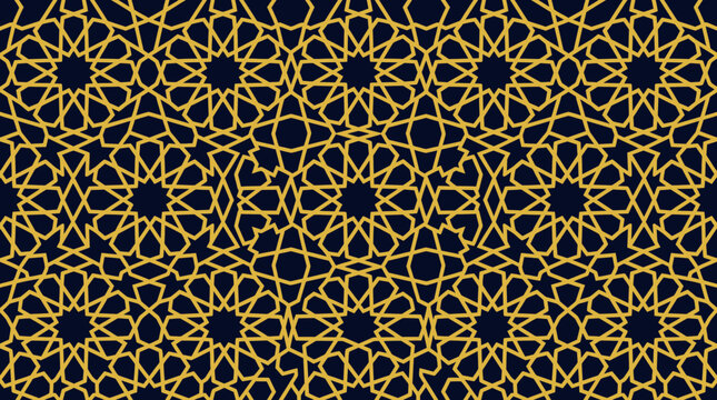 Geometric pattern with yellow shapes on black background.