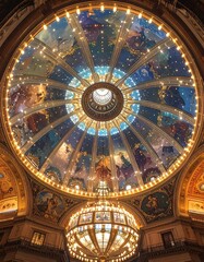 Obraz premium Large ornate ceiling dome with intricate designs