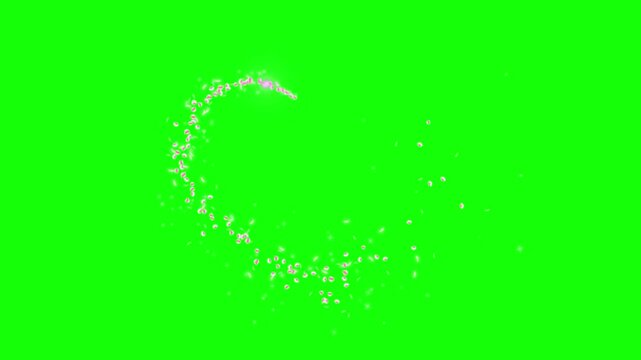 A vibrant video showcasing a mesmerizing display of colorful particles exploding on a bright green background