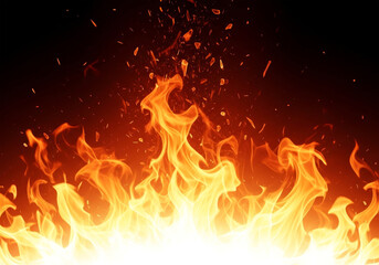 Fototapeta premium Vibrant flames erupt fiercely upward in a warm glowing fire