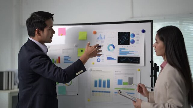 Business Presentation with Charts and Graphs in Modern Office Space