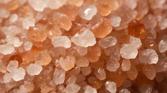 Close-up Macro Shot of Coarse Pink Himalayan Salt Crystals