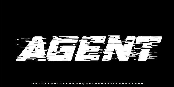 Agentn. Motion font, bold speed-line alphabet, dynamic fast letters, racing sport typeface for arcade logo, sharp headline, modern drive typography, velocity trail typographic design. Vector typeset.	