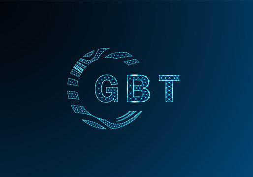 GBT low poly letter logo vector design. GBT lower poly logo design. GBT unique low poly logo design.
