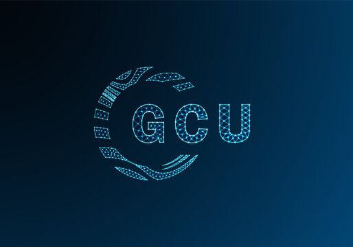 GCU low poly letter logo vector design. GCU lower poly logo design. GCU unique low poly logo design.