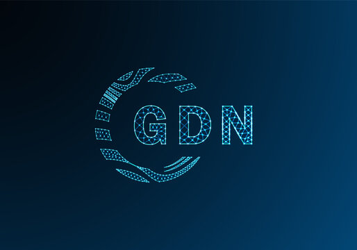 GDN low poly letter logo vector design. GDN lower poly logo design. GDN unique low poly logo design.