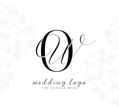 Initial letter WO OW wedding logo design vector