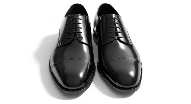 Black leather dress shoes pair.
