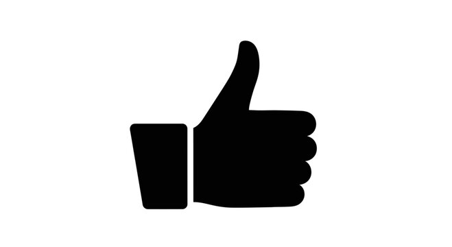 Black thumb up hand, thumbs up icon, like symbol, approval sign, vector graphics