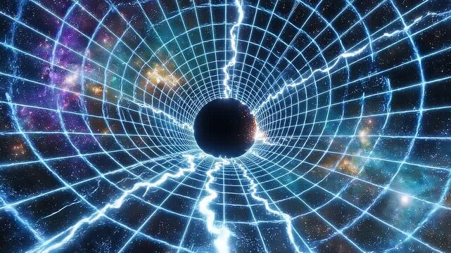 Stunning Visualization of Black Hole with Gravitational Lensing and Starry Galactic Background for Science and Space Concepts