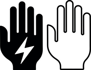 Obraz premium Contrast between an electrified and a normal hand gesture