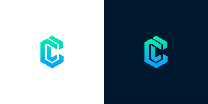 Sleek geometric letter C logo in a vibrant blue-green gradient, embodying modern digital innovation. This icon represents technology and strong corporate identity, ideal for professional branding
