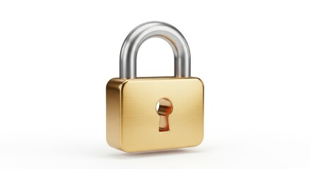 Naklejka premium Golden padlock on white background.