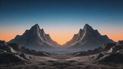 Fototapeta premium Desert landscape with twin mountains