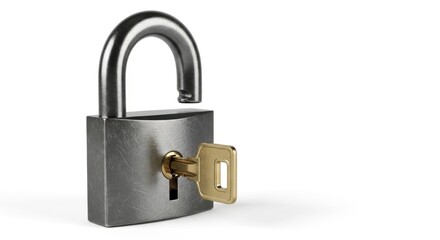 Fototapeta premium Padlock with inserted key secure.