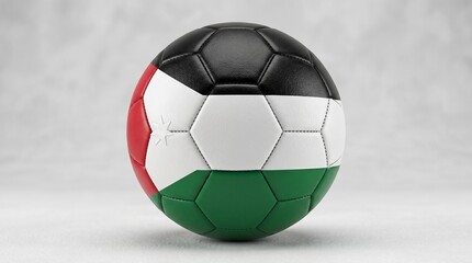 Fototapeta premium Soccer Ball with Palestine Flag: This soccer ball features the colors of the Palestinian flag, set against a neutral background, making it an ideal choice for sports and cultural themes.