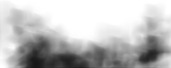 Abstract halftone faded gradient texture. Dotted smoke clouds retro style. White and black noise background. © Marina