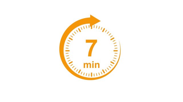 Clock Face Timer - The 7 minutes, stopwatch icon. Stopwatch icon in flat style. white and green background 4k video timer 7 minutes countdown icon. Time measure. The chronometer icon. animation