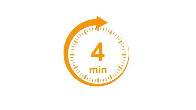 Clock Face Timer - The 4 minutes, stopwatch icon. Stopwatch icon in flat style. white and green background 4k video timer 4 minutes countdown icon. Time measure. The chronometer icon. animation