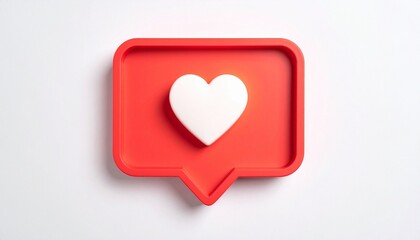"Depict a red speech bubble with white heart, symbolizing digital love and online engagement." © Basan