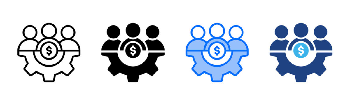 Workforce Funding icon set multiple style collection