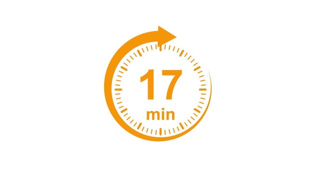 Clock Face Timer - The 17 minutes, stopwatch icon. Stopwatch icon in flat style. white and green background 4k video timer 17 minutes countdown icon. Time measure. The chronometer icon. animation