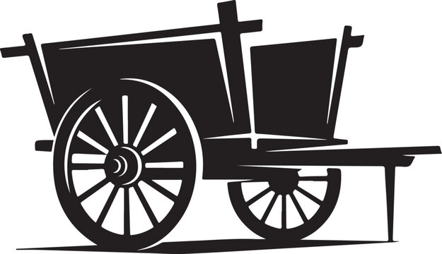 Vintage cart, black silhouette, wheelbarrow, hand truck, cargo vehicle
