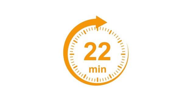 Clock Face Timer - The 22 minutes, stopwatch icon. Stopwatch icon in flat style. white and green background 4k video timer 22 minutes countdown icon. Time measure. The chronometer icon. animation