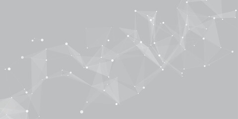 Abstract geometric background with connecting dots and lines with low poly triangle shapes. Polygonal Mesh Background Vector design digital technology concept Global network connection data structure. © Kainat 