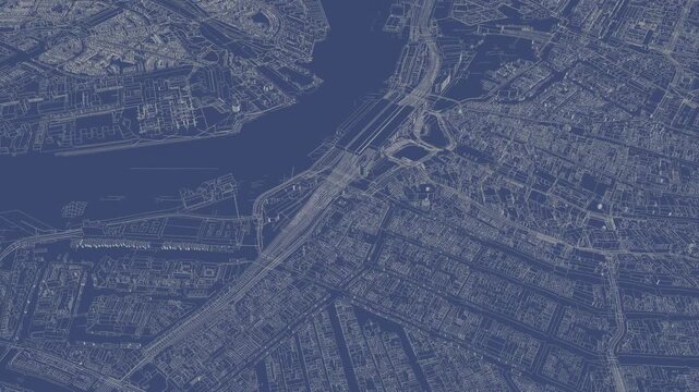 3D looped animation of city - Amsterdam Netherlands