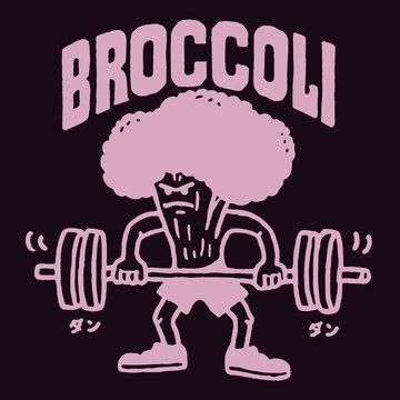 Lift with laughter and broccoli: a quirky vintage tshirt design for fitness lovers