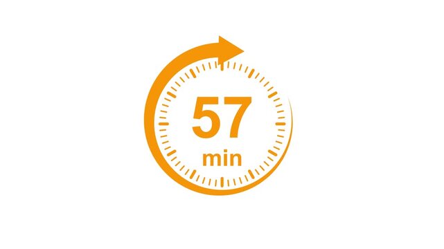 Clock Face Timer - The 57 minutes, stopwatch icon. Stopwatch icon in flat style. white and green background 4k video timer 57 minutes countdown icon. Time measure. The chronometer icon. animation
