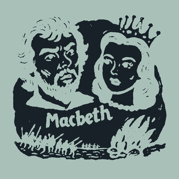 Vintage engraved illustration featuring a funny quote inspired by Macbeth in a whimsical t-shirt design