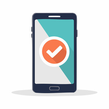 Smartphone with a checkmark icon on screen
