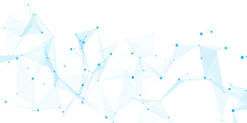 Abstract geometric background with connecting dots and lines with low poly triangle shapes. Polygonal Mesh Background Vector design digital technology concept Global network connection data structure. © Kainat 