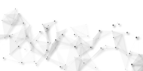 Abstract geometric background with connecting dots and lines with low poly triangle shapes. Polygonal Mesh Background Vector design digital technology concept Global network connection data structure. © Kainat 