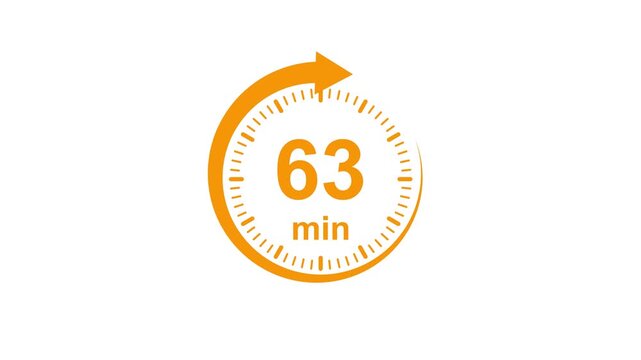 Clock Face Timer - The 63 minutes, stopwatch icon. Stopwatch icon in flat style. white and green background 4k video timer 63 minutes countdown icon. Time measure. The chronometer icon. animation