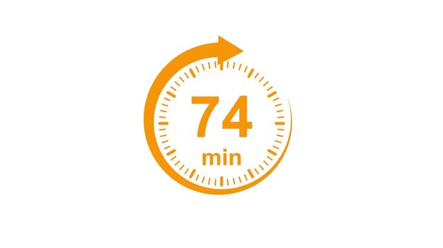 Clock Face Timer - The 74 minutes, stopwatch icon. Stopwatch icon in flat style. white and green background 4k video timer 74 minutes countdown icon. Time measure. The chronometer icon. animation