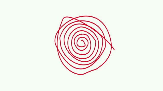 Drawing an irregular circle. Animation of drawing a hand-drawn irregular circle. With a green background. Red lines.