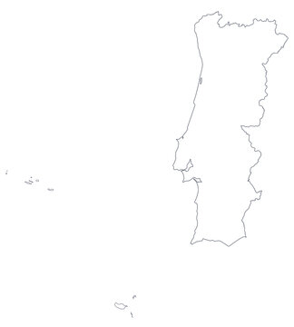 Portugal map outline with Azores and Madeira islands