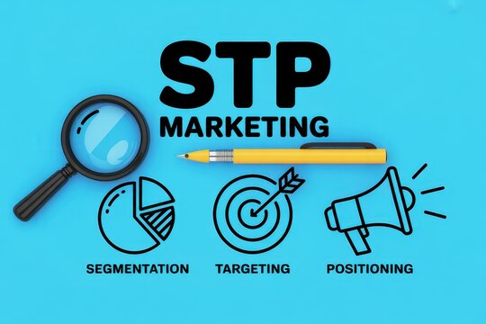 STP marketing concept with segmentation targeting and positioning icons
