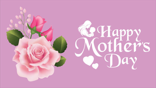 Happy mothers day typography concept and floral decorative design in vector illustration.